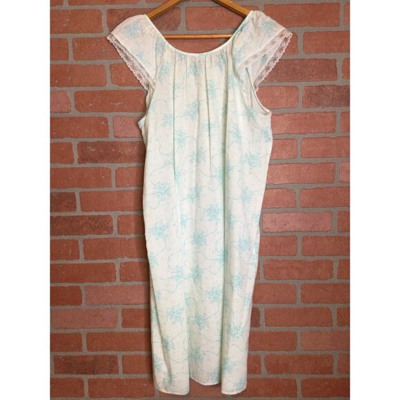 Vintage Dreamcoats Women's Nightgown Housecoat Set Floral Print Lace Detail Sz M - Picture 6 of 16